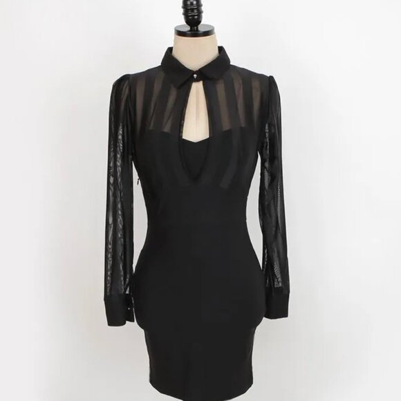 Cassidy - Lace Long-Sleeve Bodycon Mini Sheath Dress Yesstyle Large Asia - Picture 3 of 3